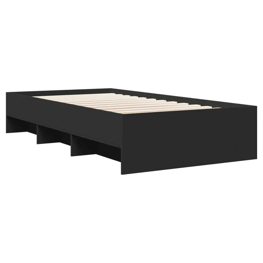 Cadre de lit sans matelas noir 90x190 cm bois ingénierie - 7