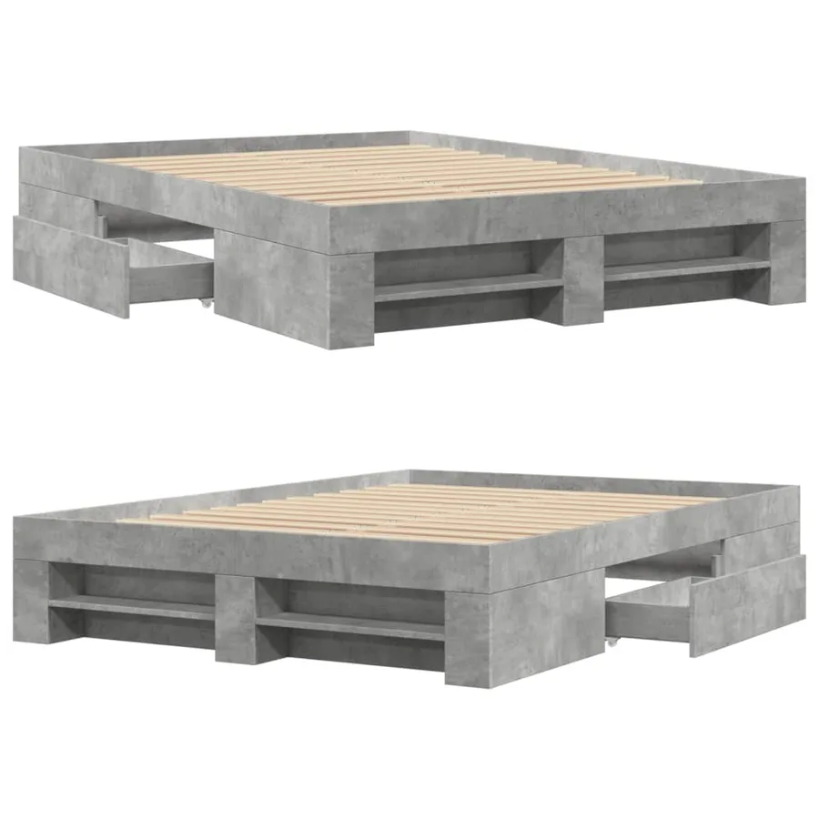 Cadre de lit sans matelas gris béton 140x190 cm bois ingénierie - 8