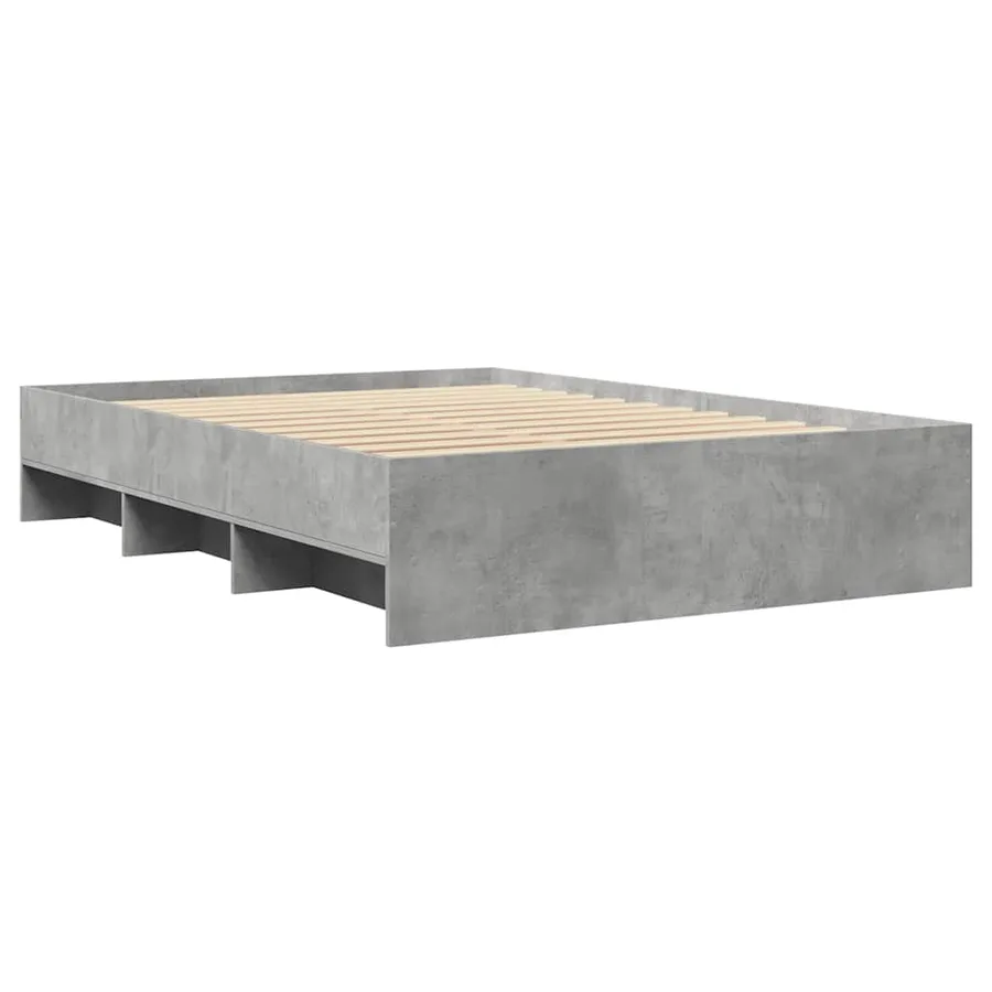 Cadre de lit sans matelas gris béton 140x190 cm bois ingénierie - 4