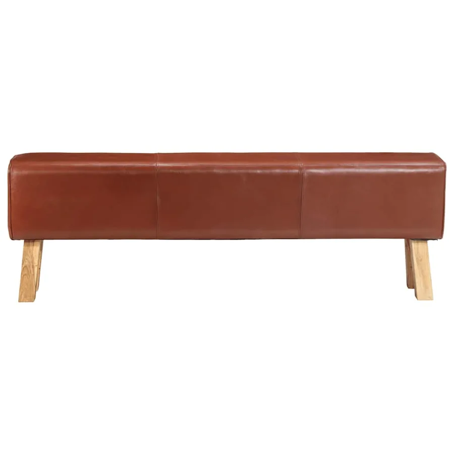 Banc saut de cheval 160 cm Marron Cuir véritable et bois acacia - 2