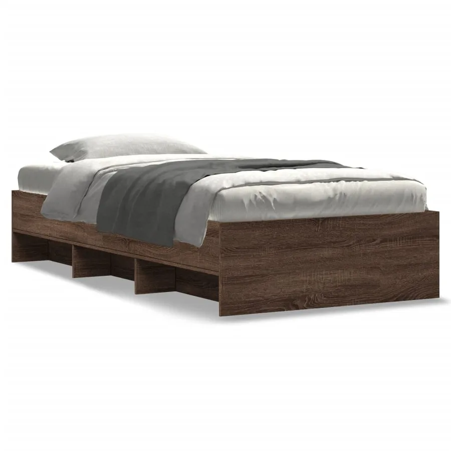 Cadre de lit sans matelas chêne marron 90x190cm bois ingénierie - 2