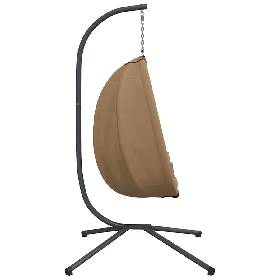 Chaise suspendue en forme d'œuf et support taupe tissu et acier - 5