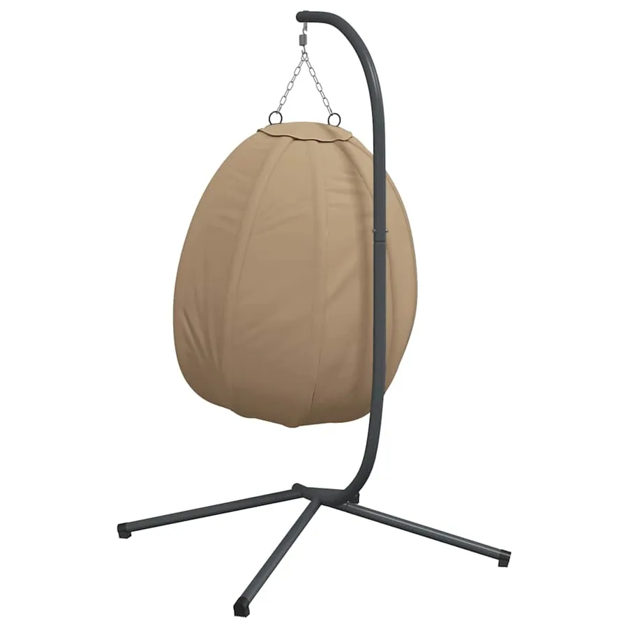 Chaise suspendue en forme d'œuf et support taupe tissu et acier - 6