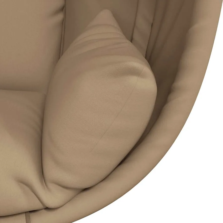 Chaise suspendue en forme d'œuf et support taupe tissu et acier - 7