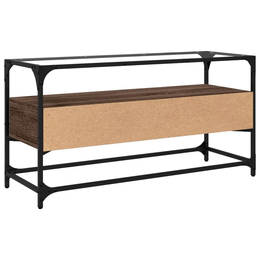Meuble TV avec dessus en verre chêne marron bois d'ingénierie - 6