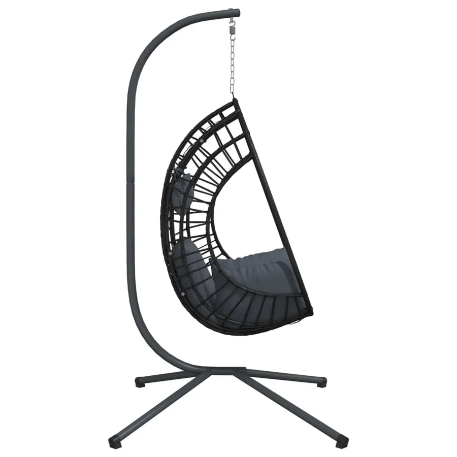 Chaise suspendue œuf support anthracite rotin et acier - 5