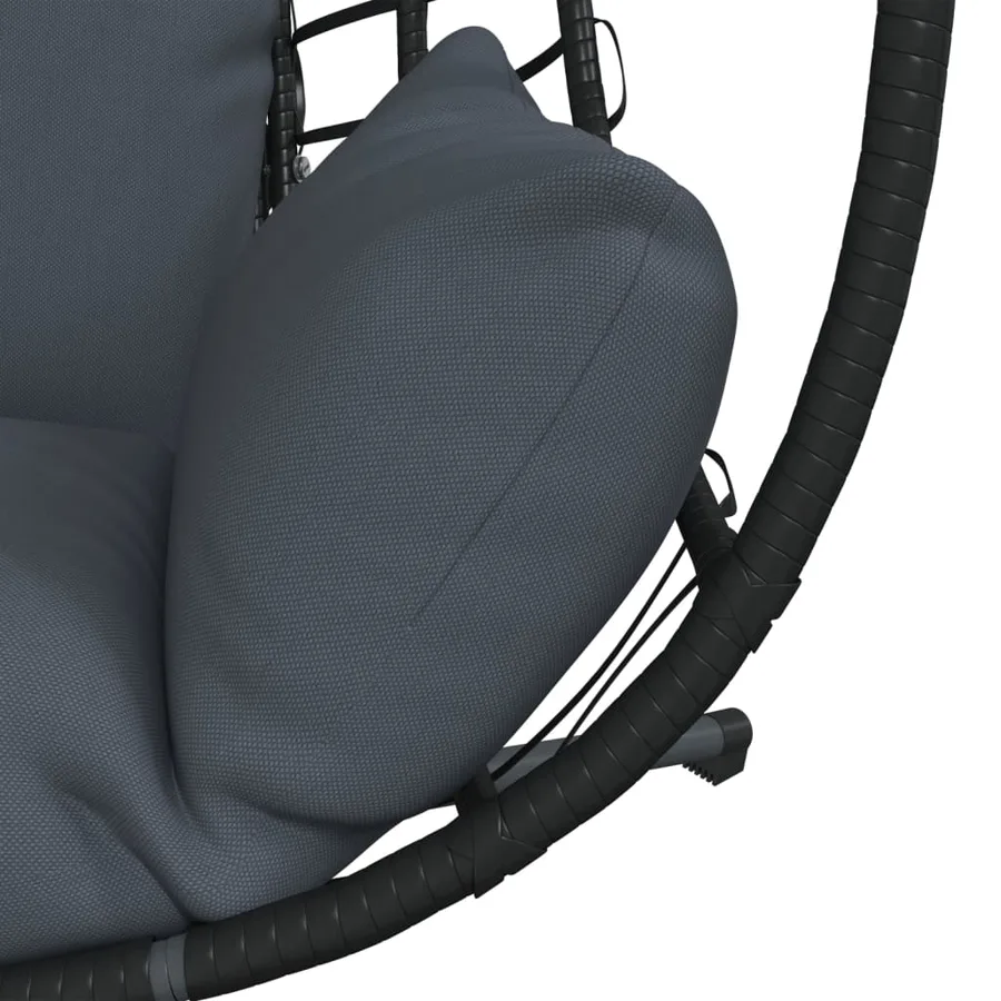 Chaise suspendue œuf support anthracite rotin et acier - 7