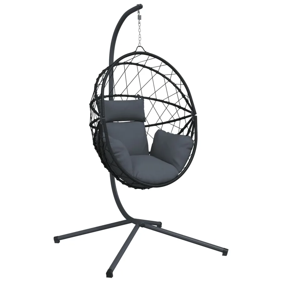 Chaise suspendue en forme d'œuf avec support anthracite - 2
