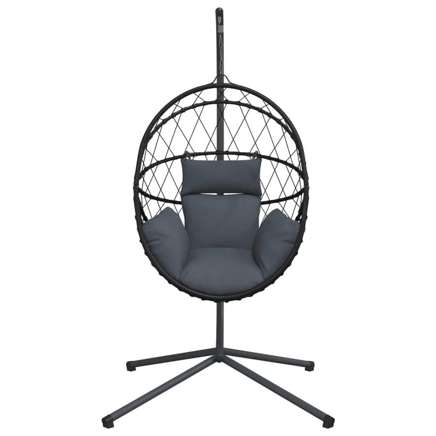Chaise suspendue en forme d'œuf avec support anthracite - 4