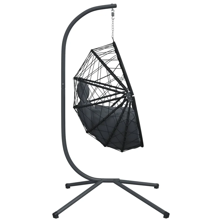 Chaise suspendue en forme d'œuf avec support anthracite - 5