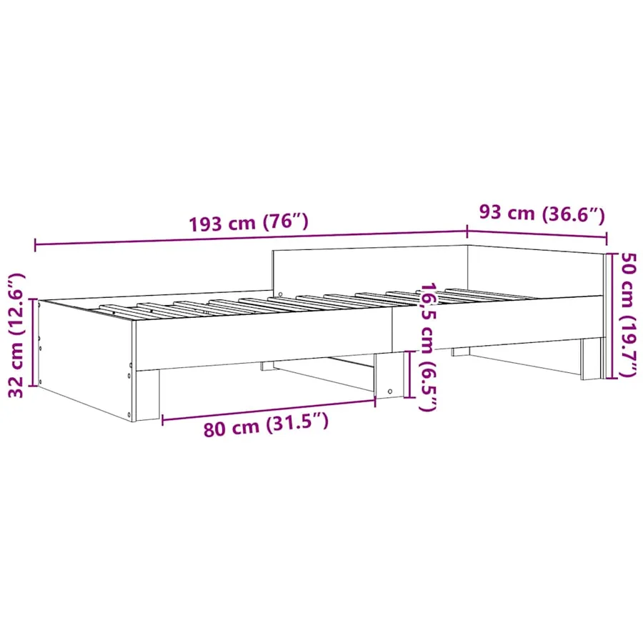 Cadre de lit sans matelas blanc 90x190 cm bois d'ingénierie - 8