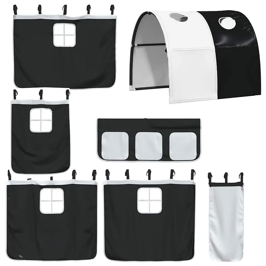 Lit superposé sans matelas avec toboggan blanc noir 80x200 cm - 6