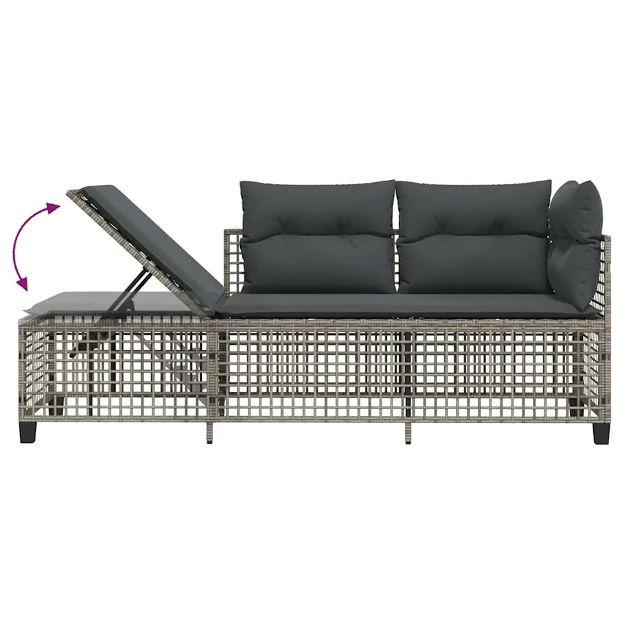 Salon de jardin d'angle avec coussins 3 pcs gris résine tressée - 10