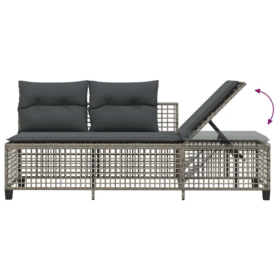 Salon de jardin d'angle avec coussins 3 pcs gris résine tressée - 11