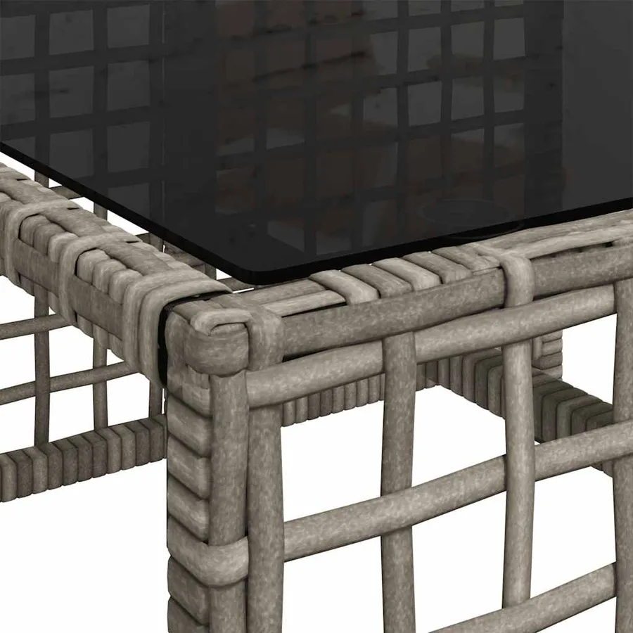 Salon de jardin d'angle avec coussins 3 pcs gris résine tressée - 13