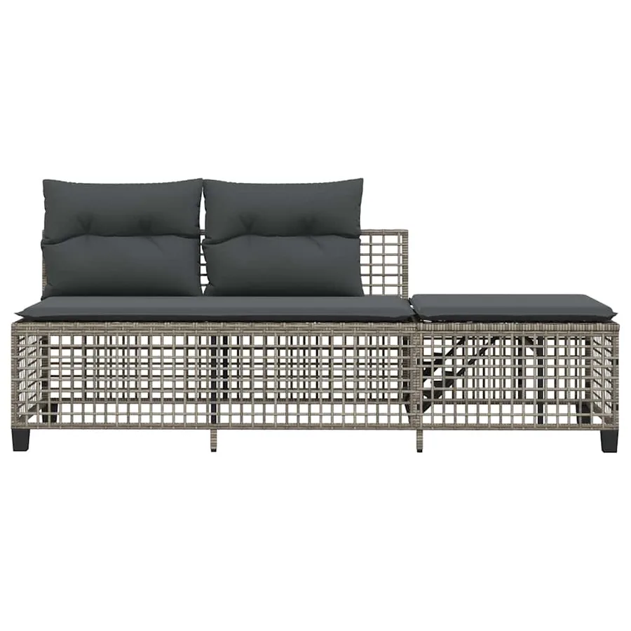 Salon de jardin d'angle avec coussins 3 pcs gris résine tressée - 7