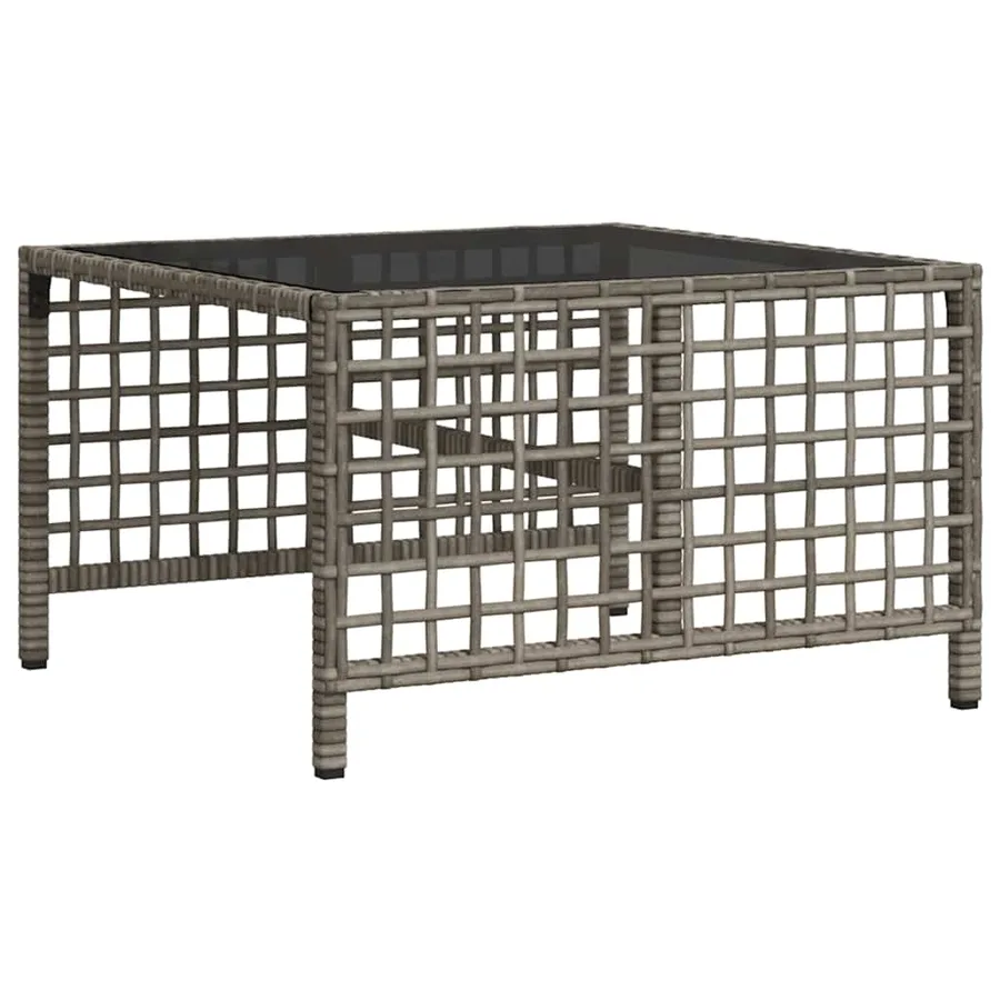 Salon de jardin d'angle avec coussins 3 pcs gris résine tressée - 8