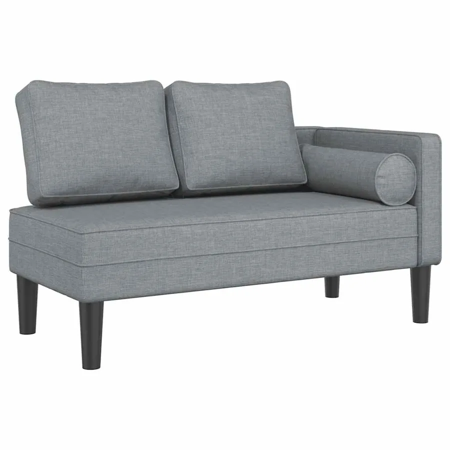 Chaise longue avec coussins gris clair tissu - 2