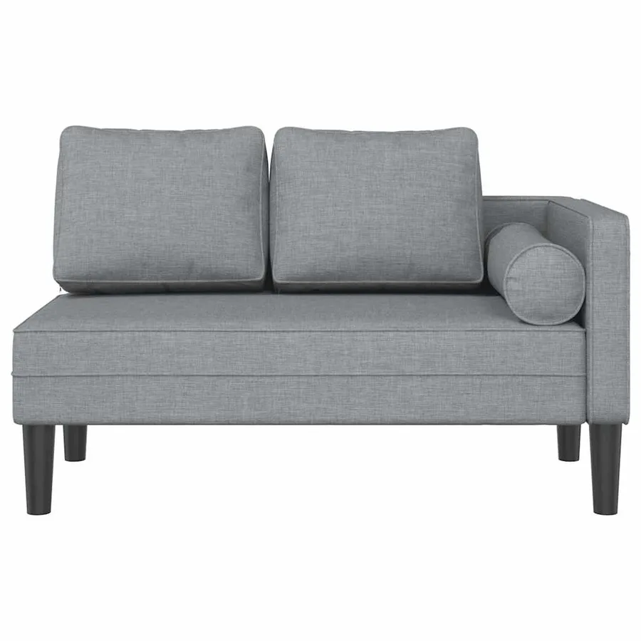 Chaise longue avec coussins gris clair tissu - 3