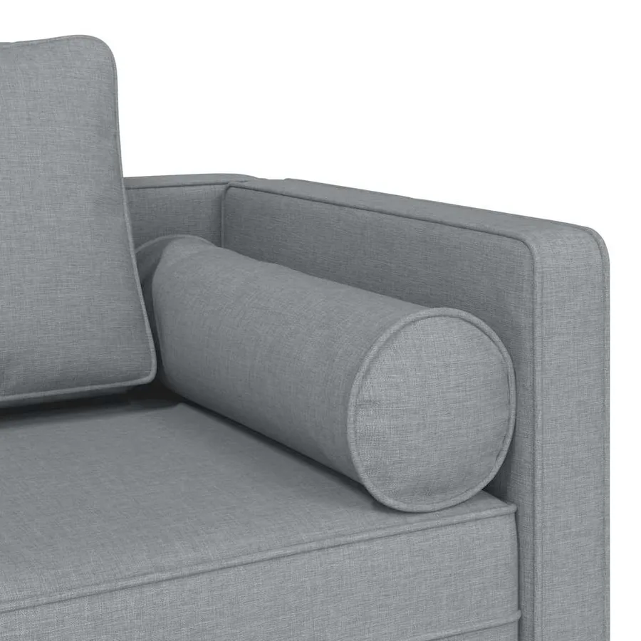 Chaise longue avec coussins gris clair tissu - 6