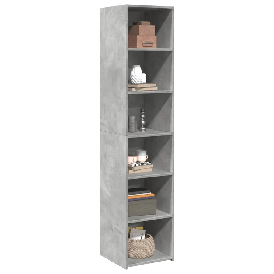 Buffet haut gris béton 40x41x185 cm bois d'ingénierie - 3