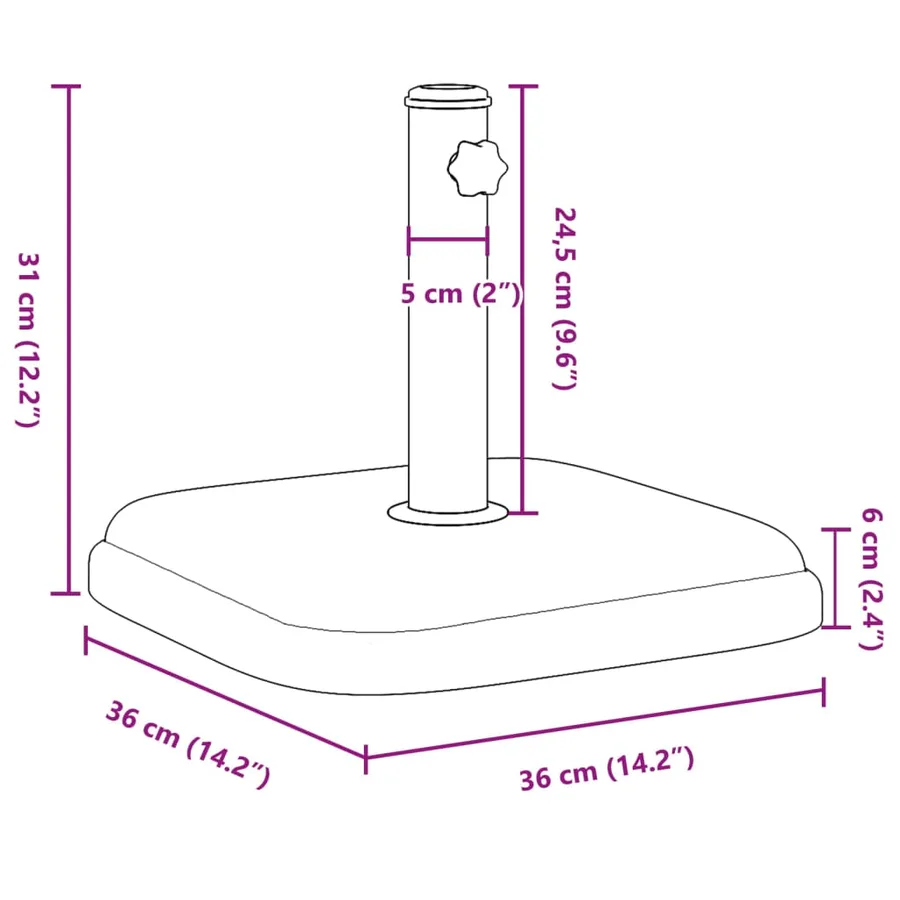 Base de parasol pour mâts Ø32/35/38 mm 11 kg carré - 9