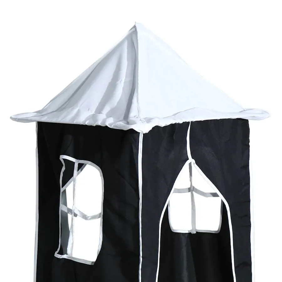 Lit superposé sans matelas avec toboggan blanc noir 80x200 cm - 14
