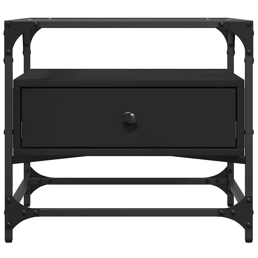 Table basse avec dessus en verre noir 50x50x45 cm acier - 4