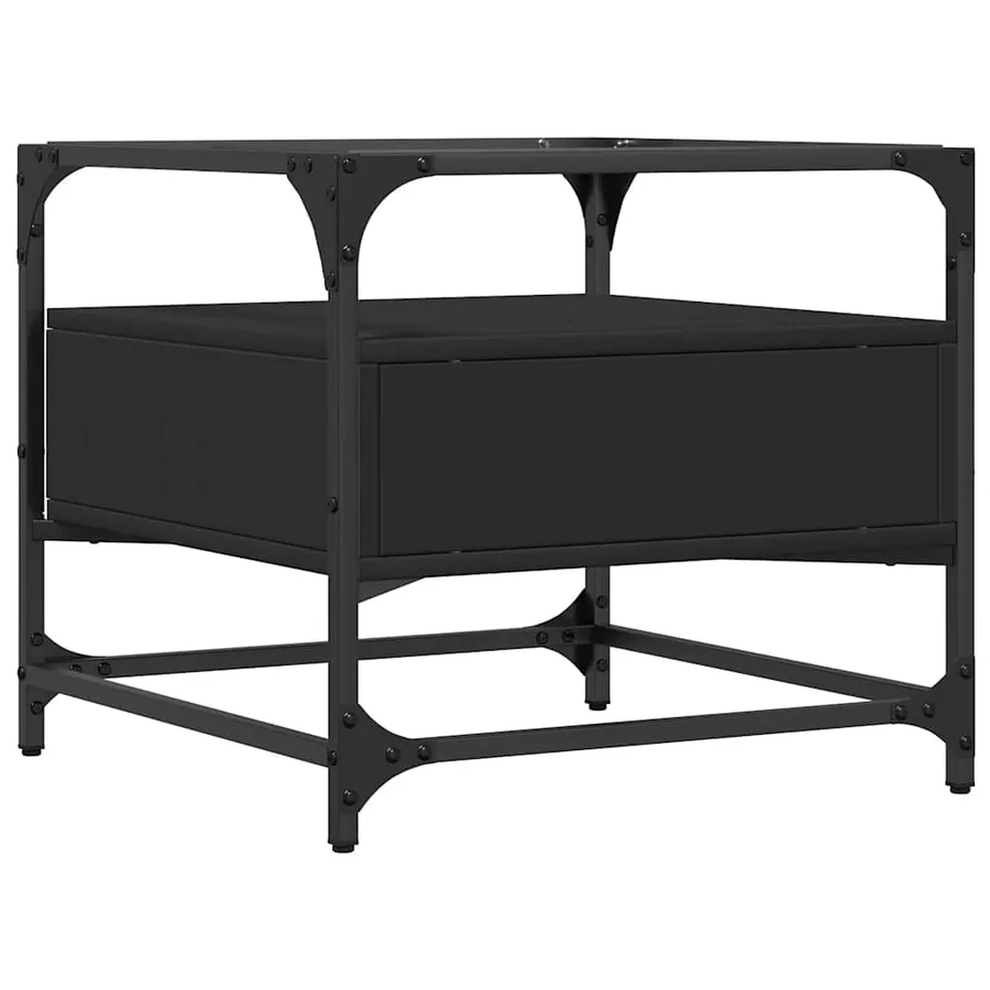 Table basse avec dessus en verre noir 50x50x45 cm acier - 6