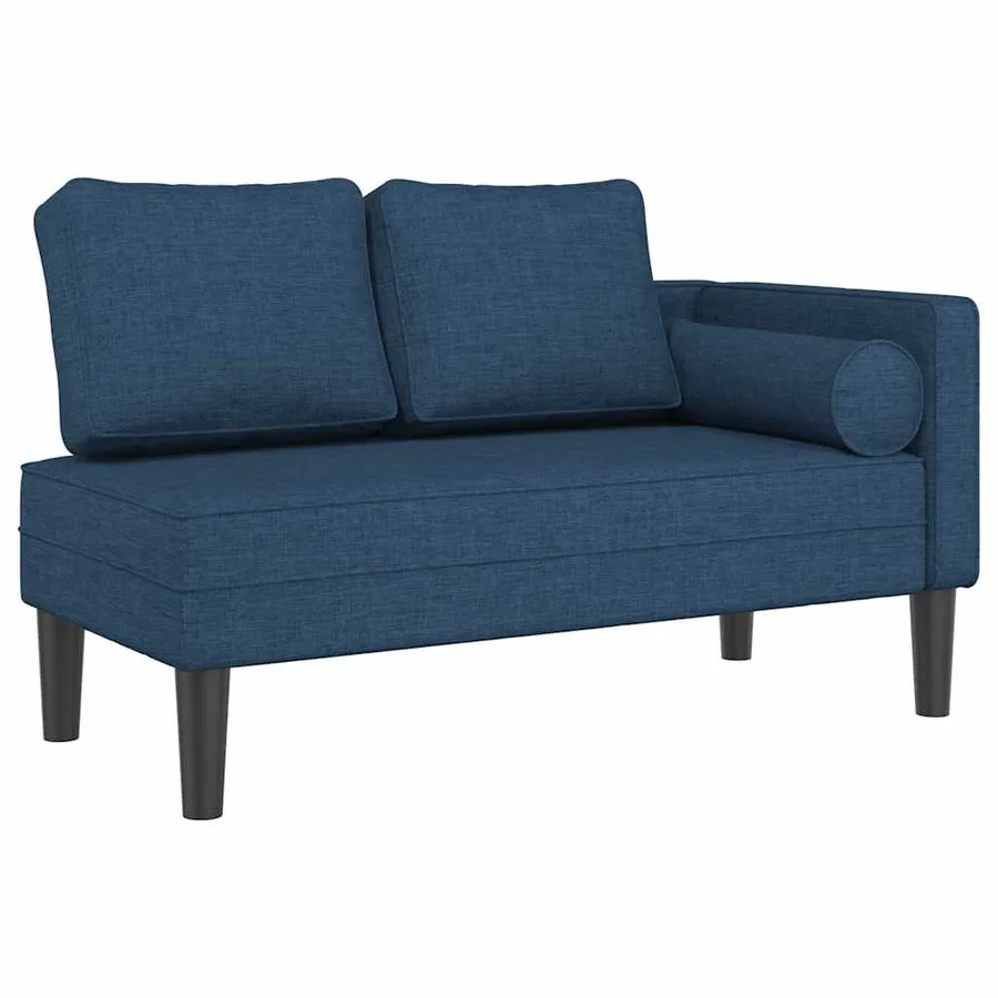 Chaise longue avec coussins bleu tissu - 2