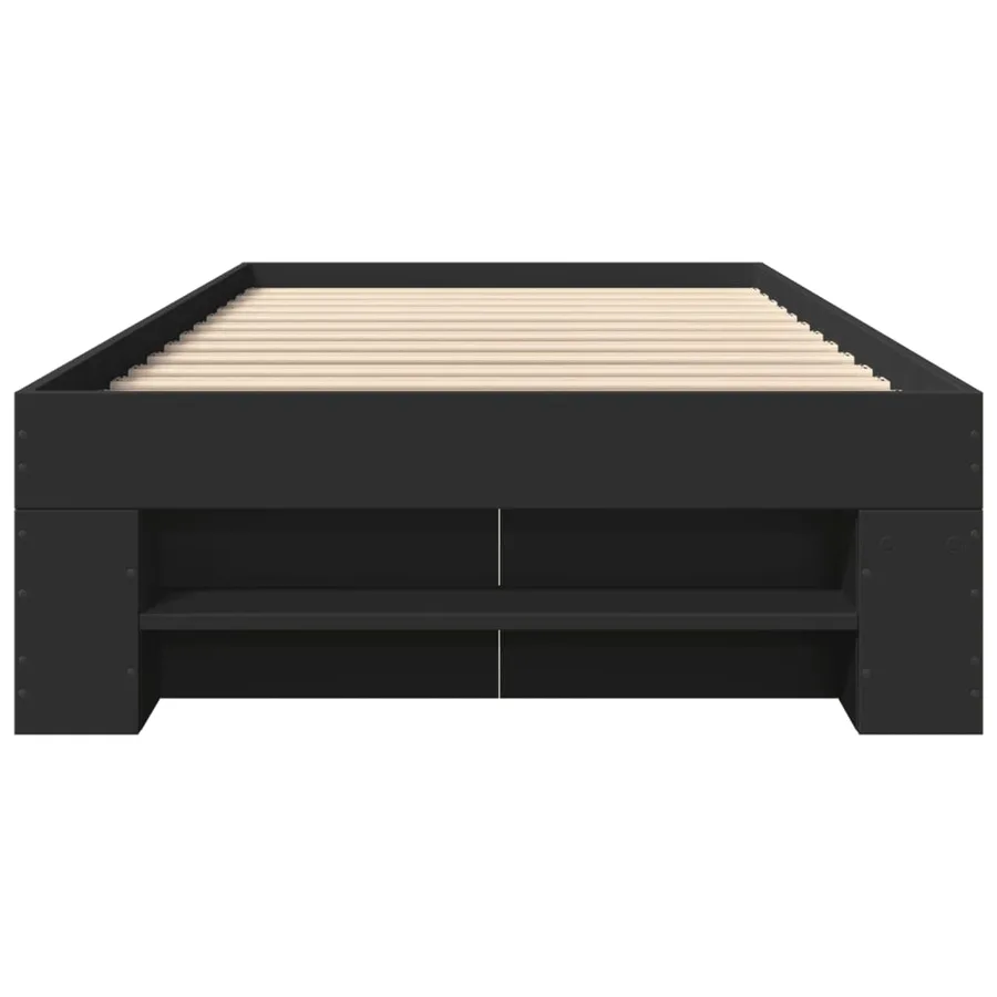 Cadre de lit sans matelas noir 75x190 cm bois ingénierie - 5