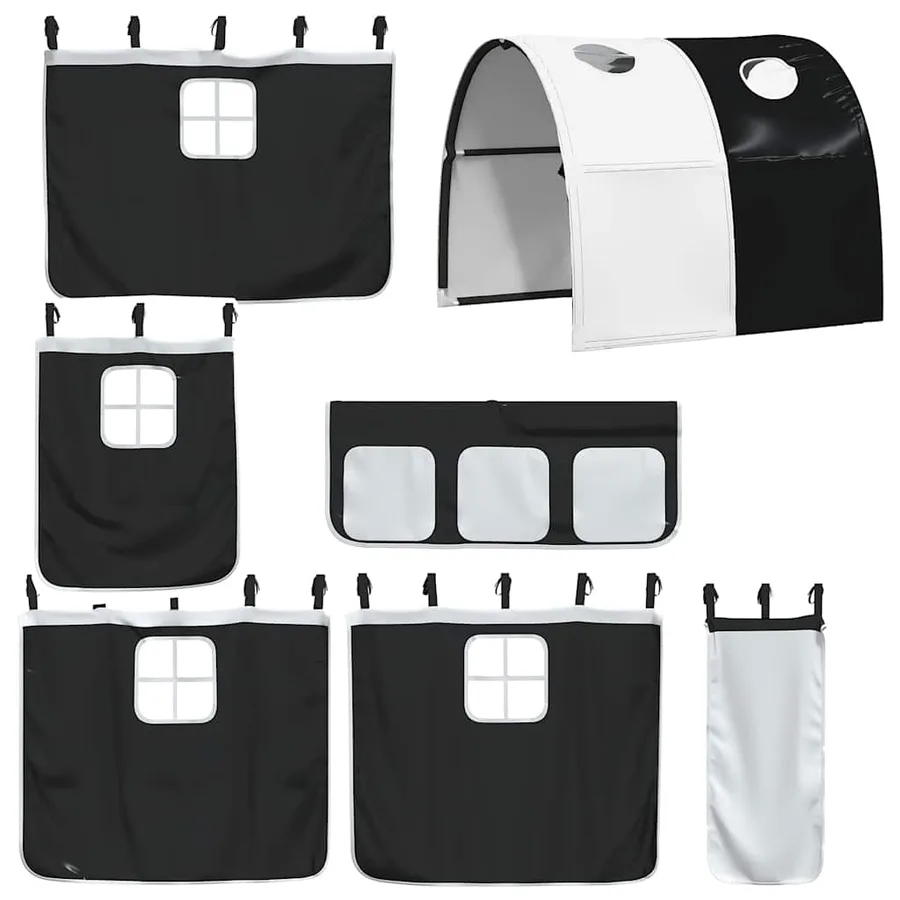 Lit superposé sans matelas avec toboggan blanc noir 90x190 cm - 6