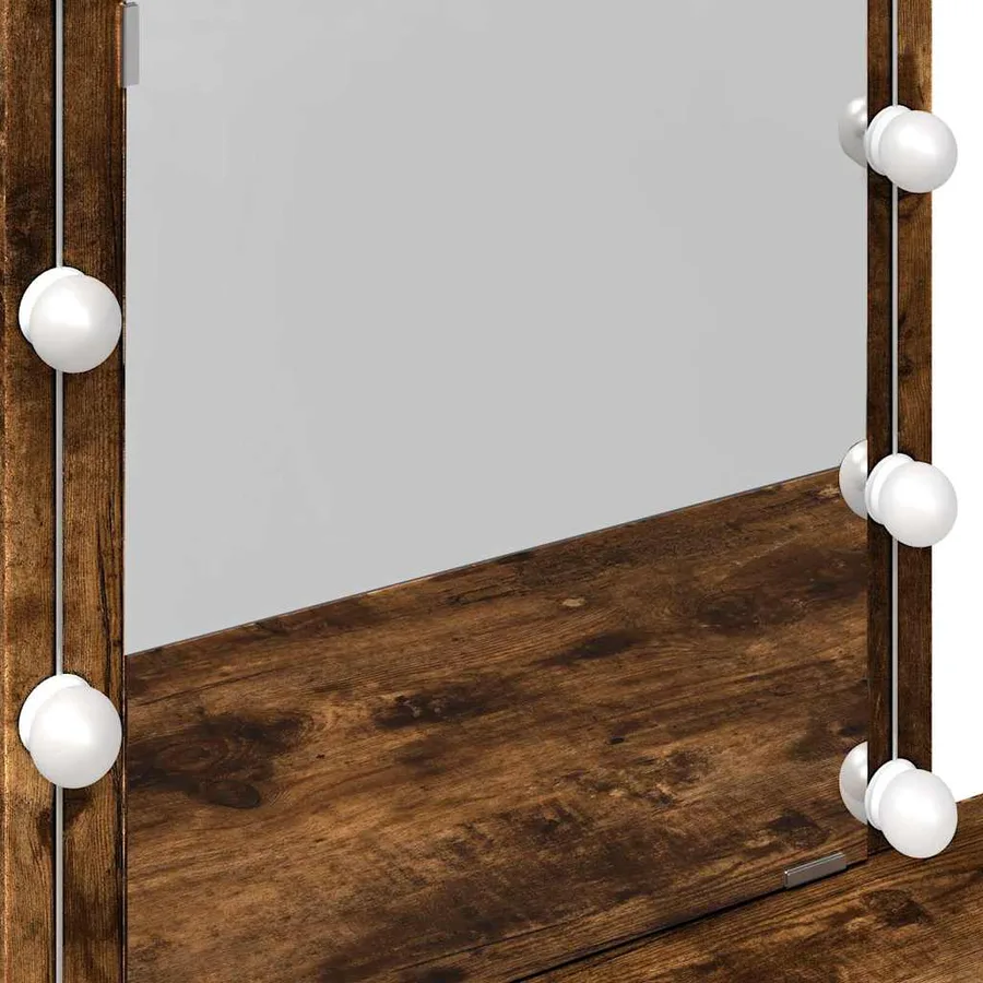 Coiffeuse avec LED chêne fumé 100x40x130 cm - 12