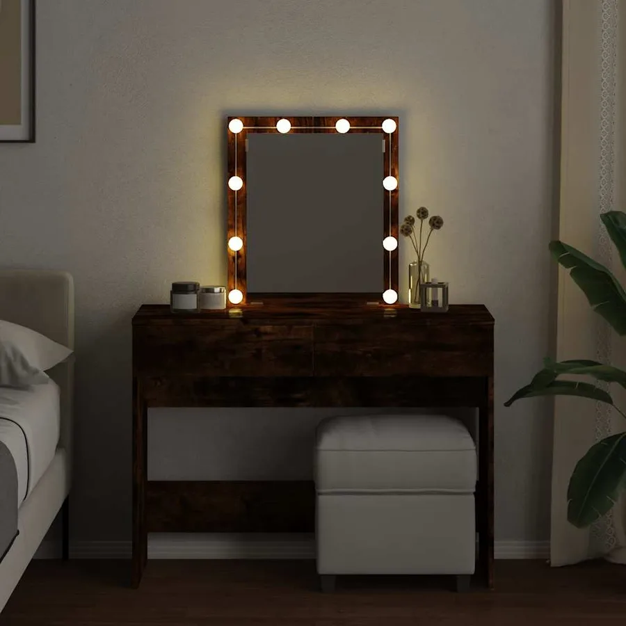Coiffeuse avec LED chêne fumé 100x40x130 cm - 3
