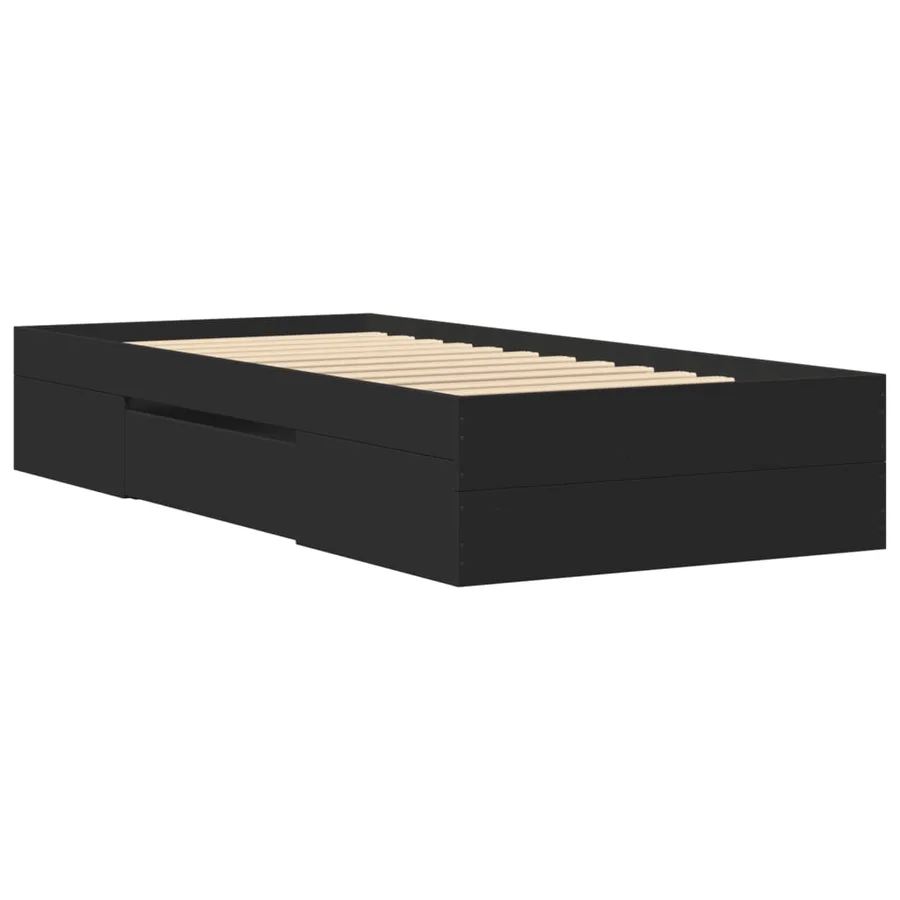 Cadre de lit sans matelas noir 90x190 cm bois ingénierie - 7