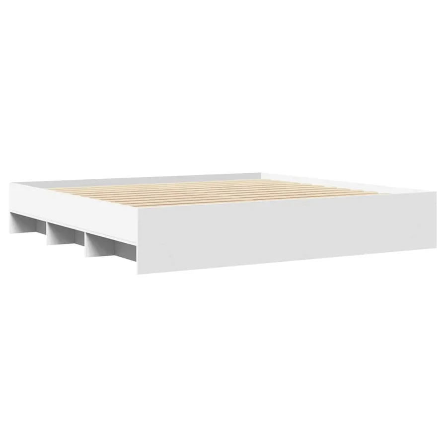 Cadre de lit sans matelas blanc 200x200 cm bois d'ingénierie - 4
