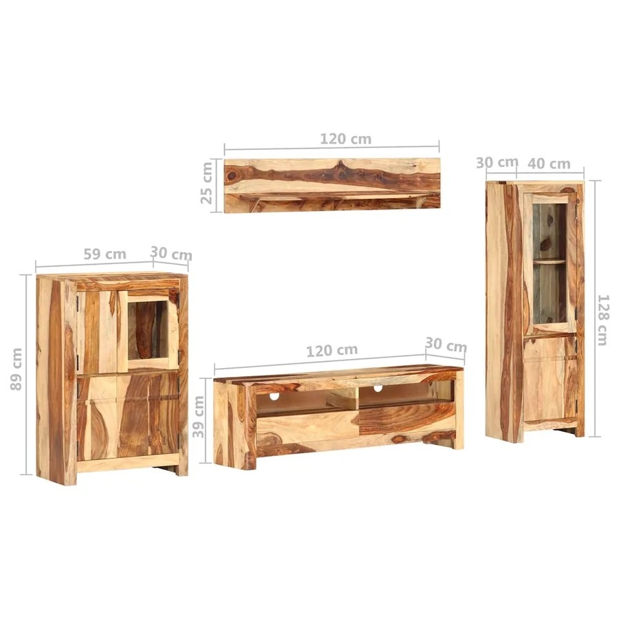 Ensemble de meuble TV avec tiroir Marron 120 x 30 x 39 cm bois - 11