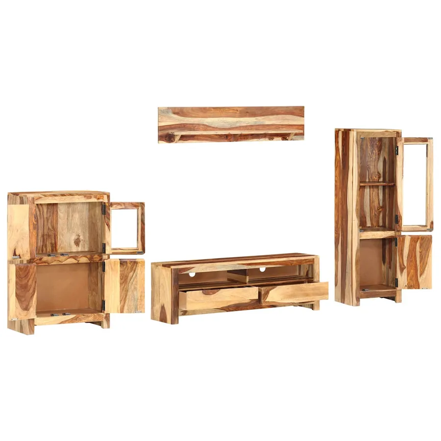Ensemble de meuble TV avec tiroir Marron 120 x 30 x 39 cm bois - 2