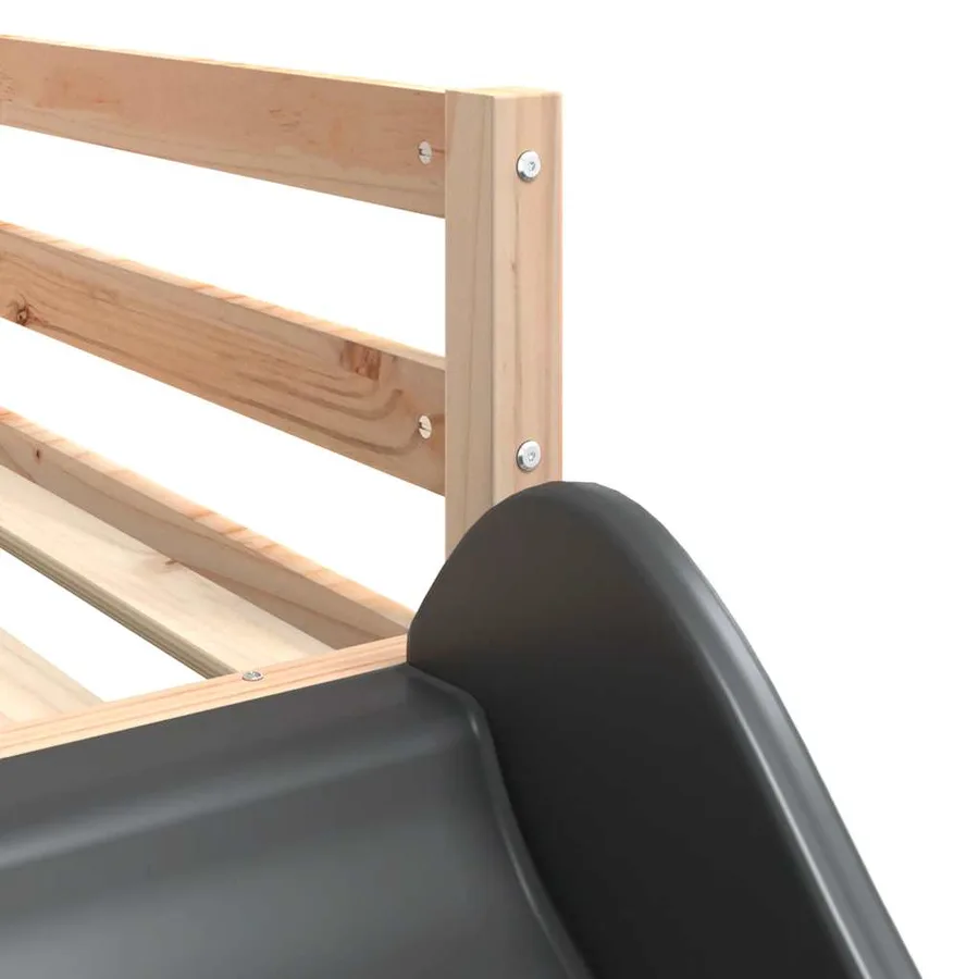 Lit superposé sans matelas avec toboggan et rideaux 80x200 cm - 12