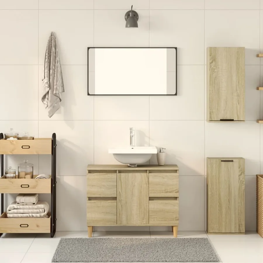 Armoire de salle de bain murale Chêne sonoma 32x20x67 cm - 3