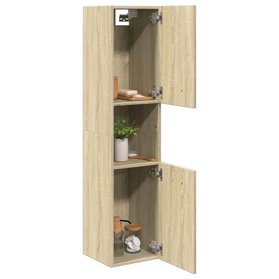 Armoire de salle de bain Chêne sonoma 30x30x130 cm Aggloméré - 4