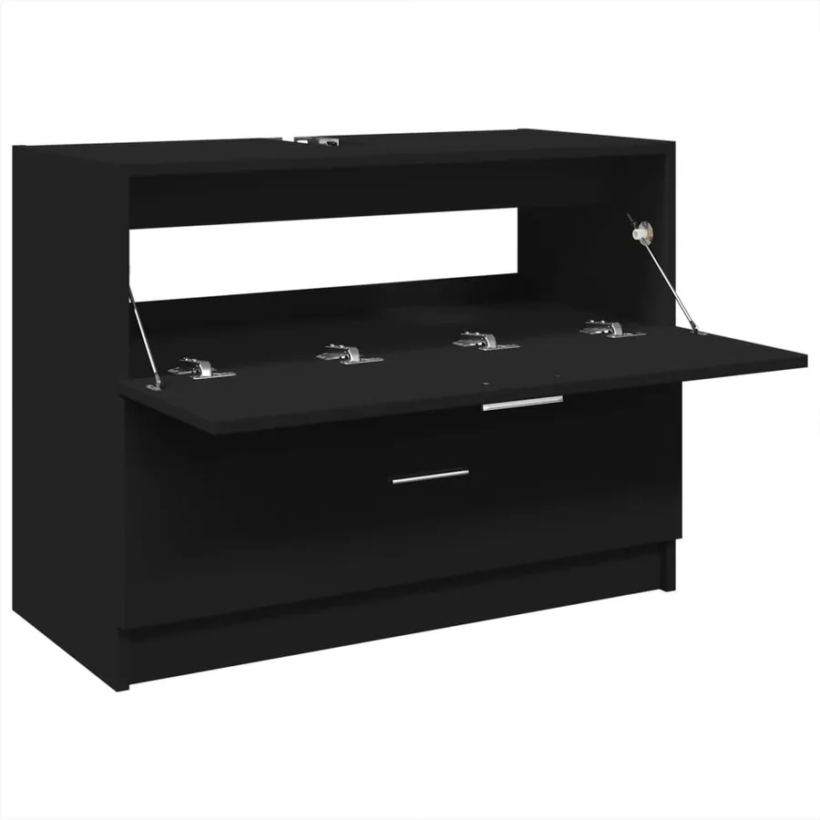 Armoire d'évier noir 78x37x59 cm bois d'ingénierie - 5