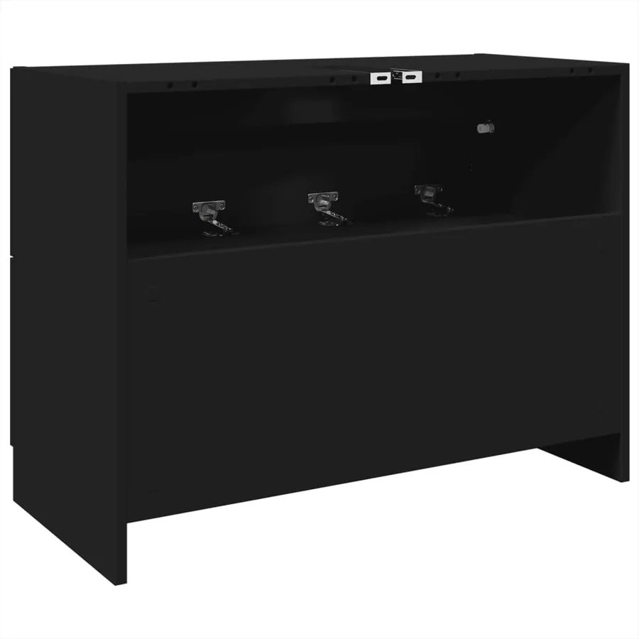 Armoire d'évier noir 78x37x59 cm bois d'ingénierie - 7