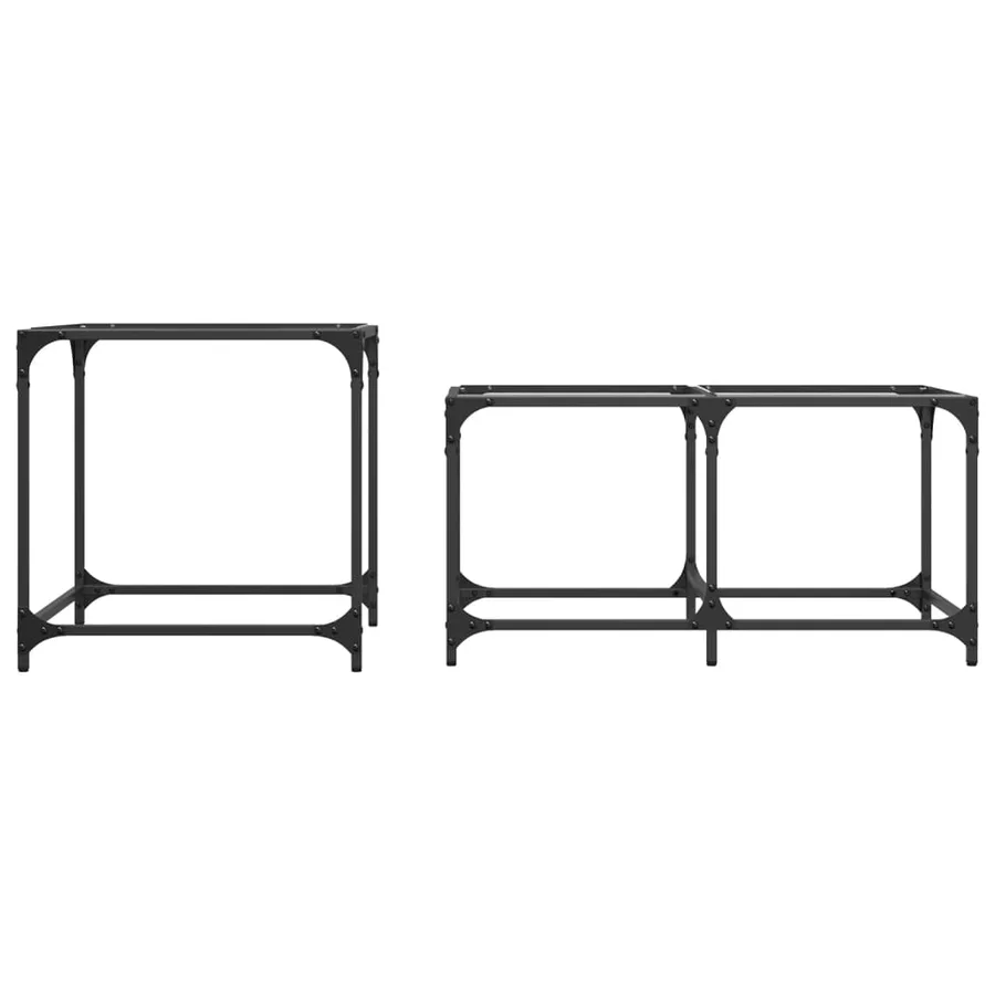 Tables basses gigognes 2 pcs dessus en verre transparent acier - 4