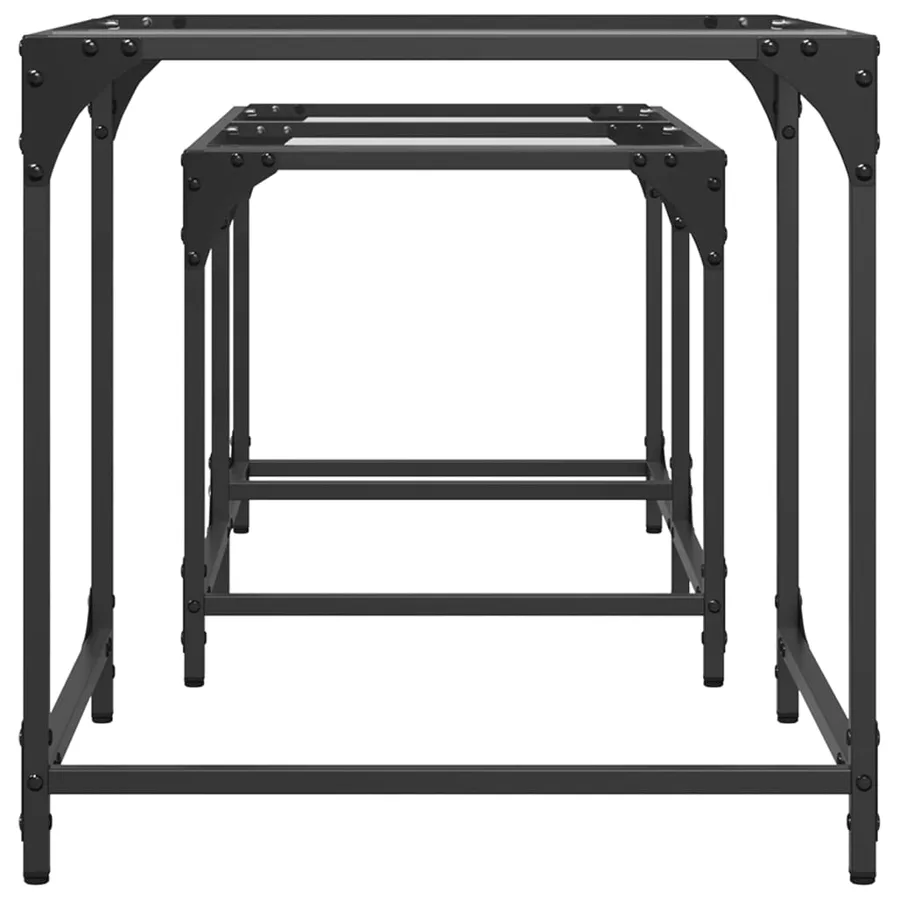 Tables basses gigognes 2 pcs dessus en verre transparent acier - 5