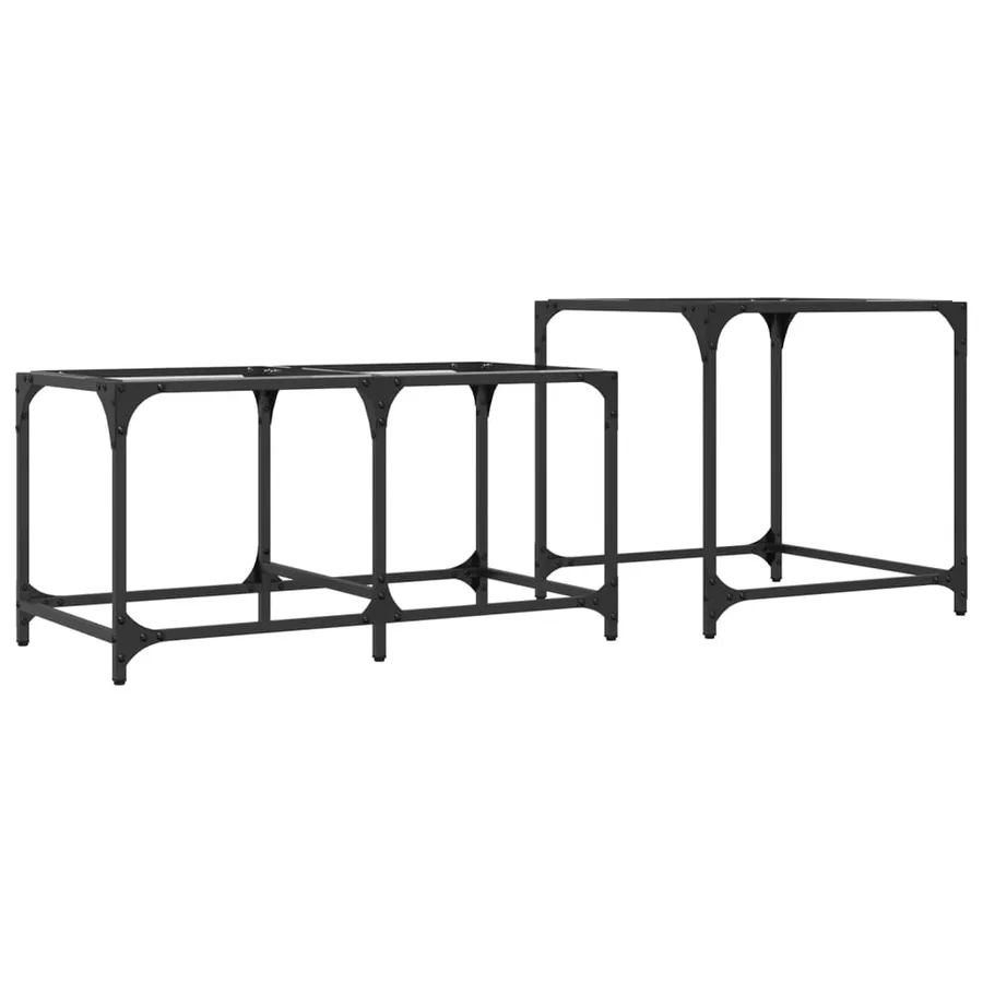 Tables basses gigognes 2 pcs dessus en verre transparent acier - 6