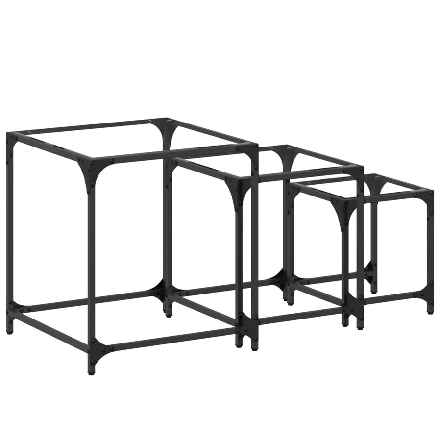 Tables basses gigognes 3 pcs dessus en verre transparent acier - 2