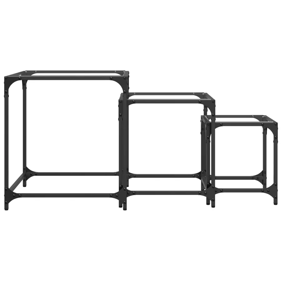 Tables basses gigognes 3 pcs dessus en verre transparent acier - 4