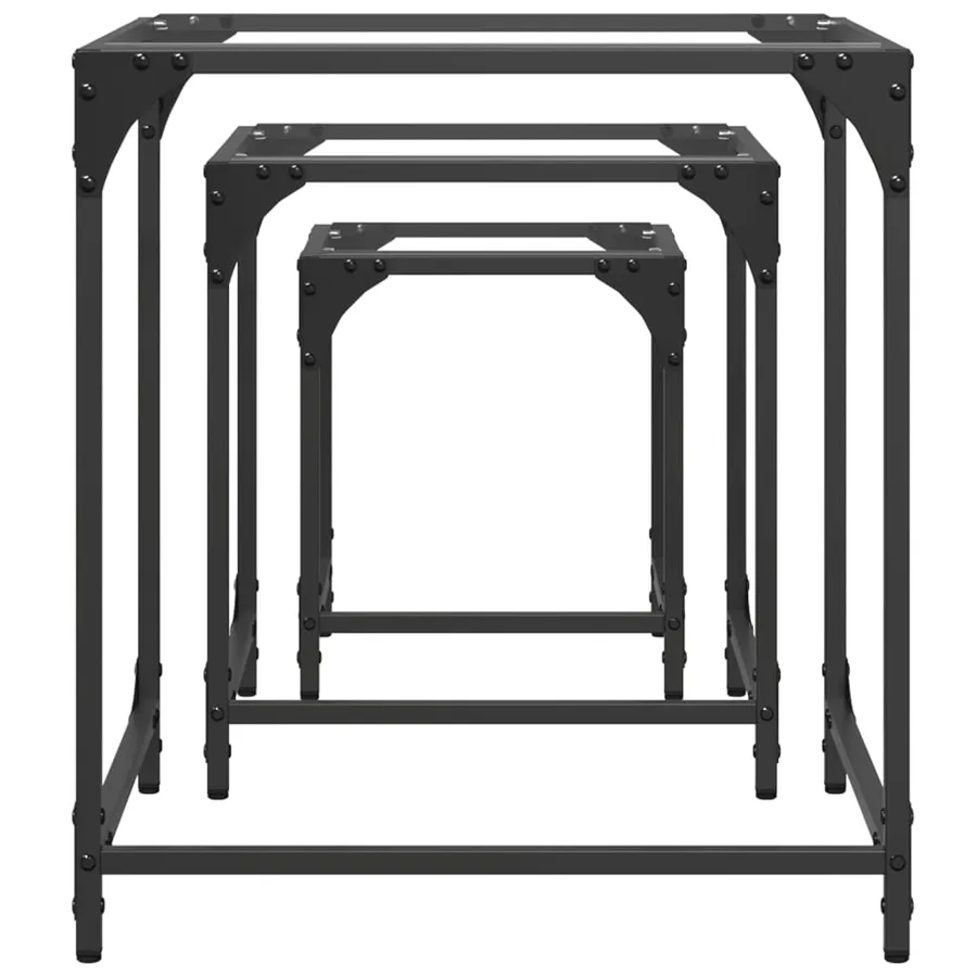 Tables basses gigognes 3 pcs dessus en verre transparent acier - 5