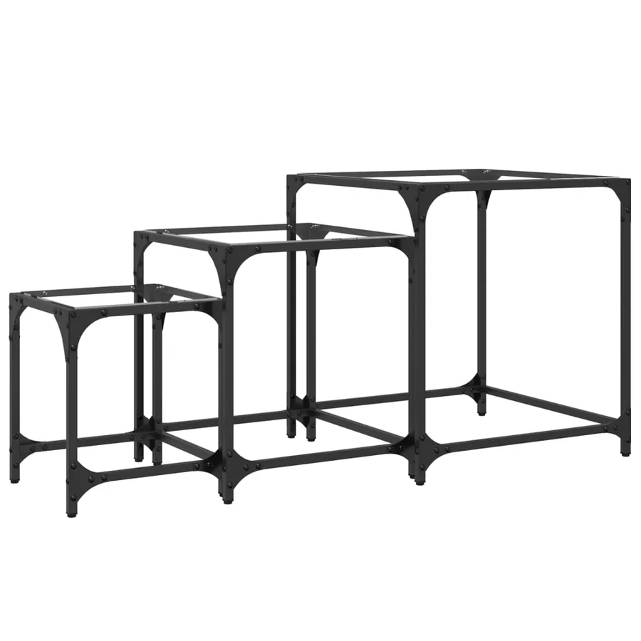 Tables basses gigognes 3 pcs dessus en verre transparent acier - 6